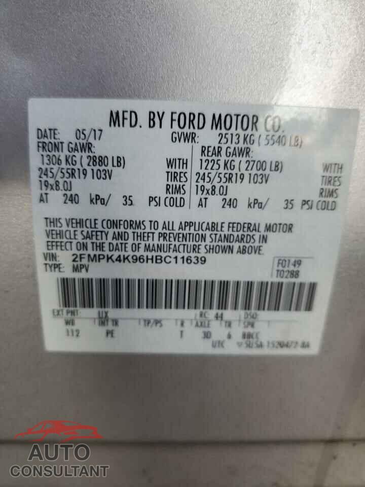 FORD EDGE 2017 - 2FMPK4K96HBC11639