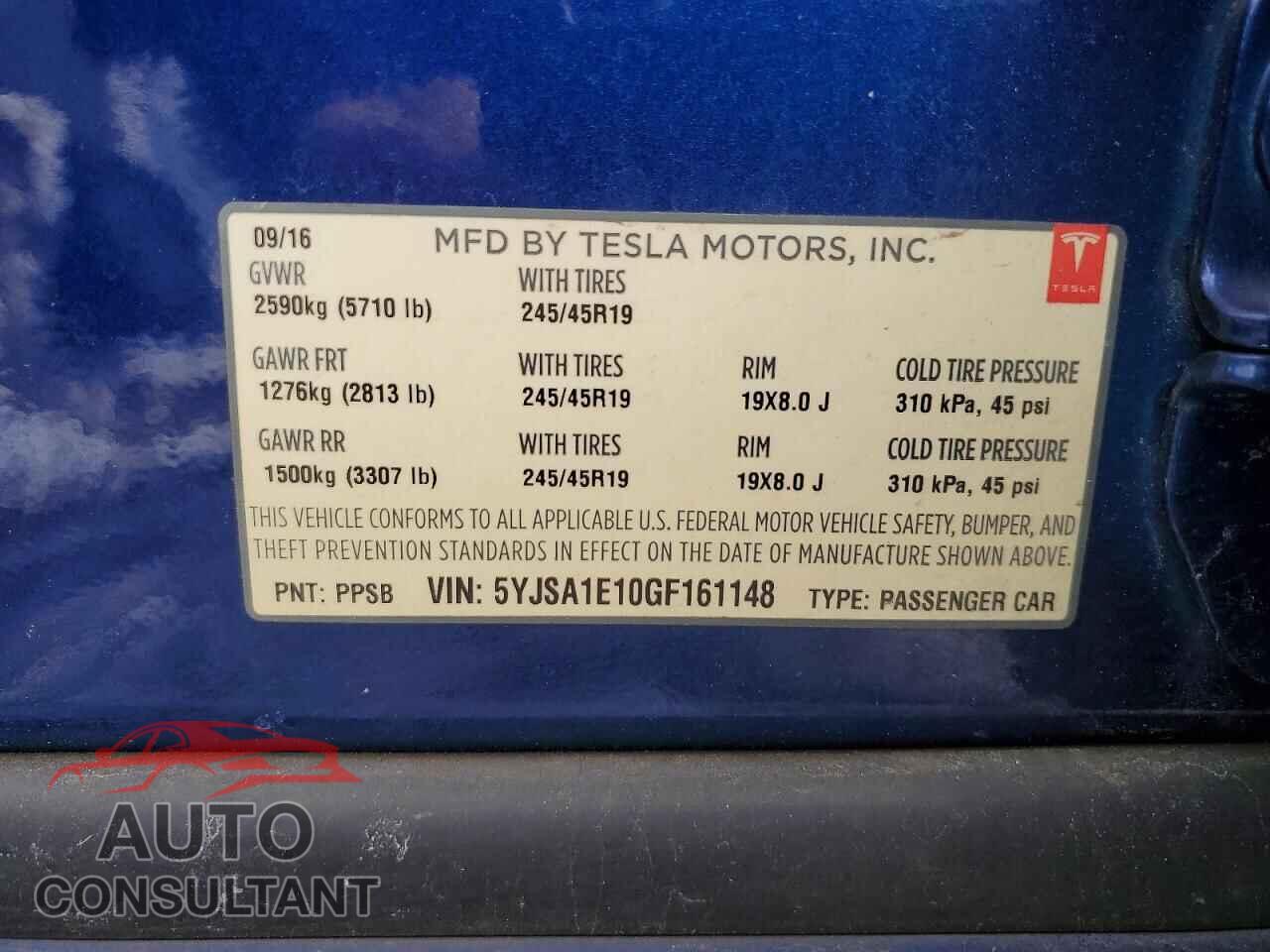 TESLA MODEL S 2016 - 5YJSA1E10GF161148