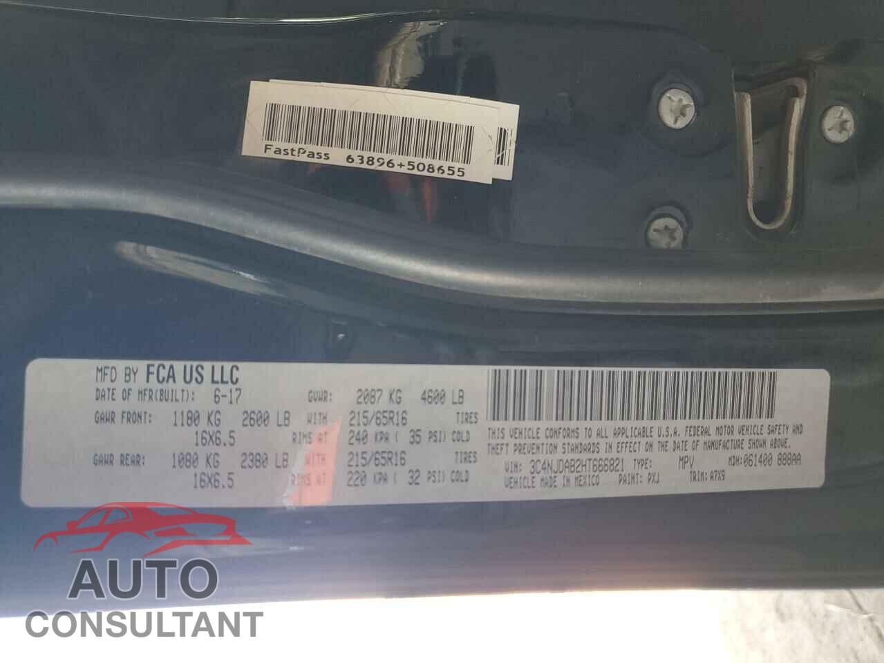 JEEP COMPASS 2017 - 3C4NJDAB2HT666821