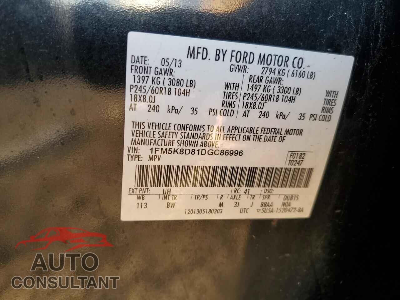 FORD EXPLORER 2013 - 1FM5K8D81DGC86996
