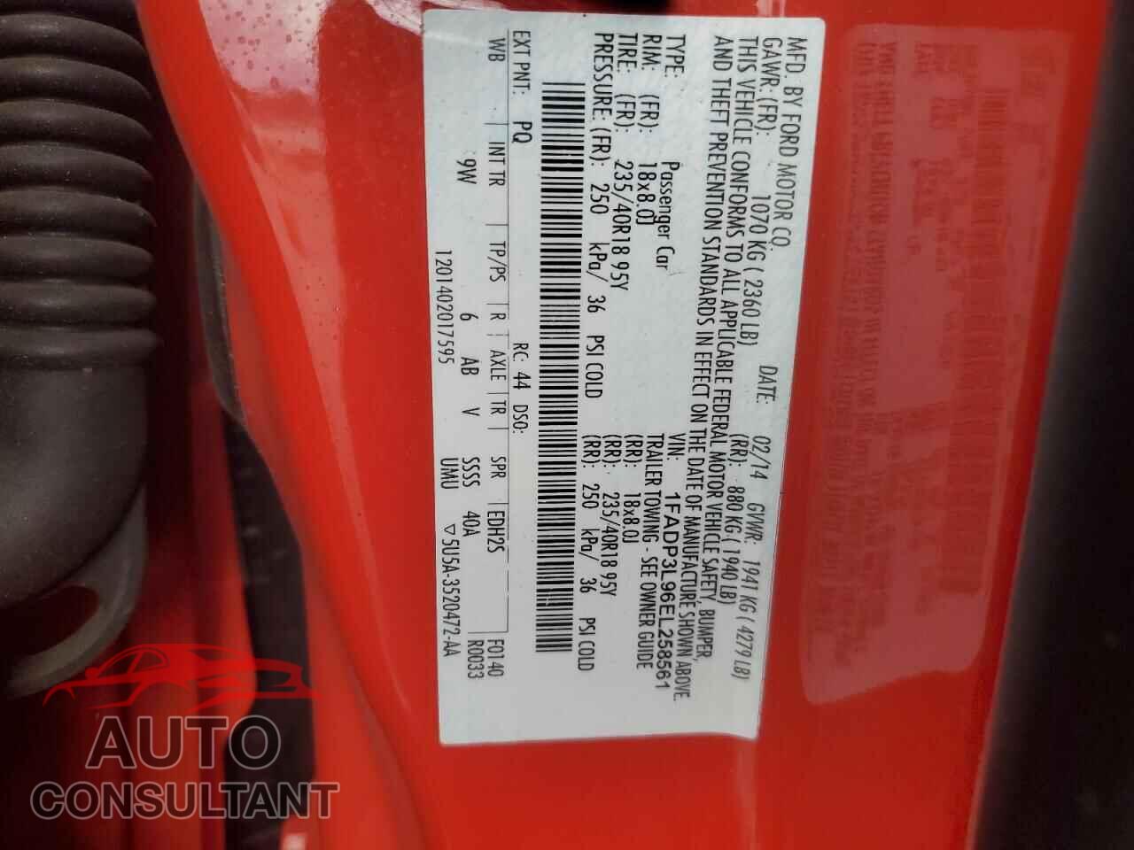 FORD FOCUS 2014 - 1FADP3L96EL258561