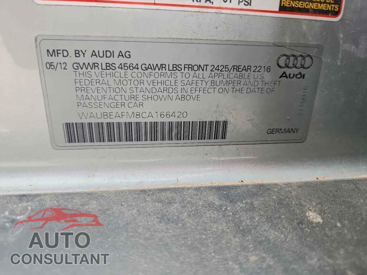 AUDI A3 2012 - WAUBEAFM8CA166420