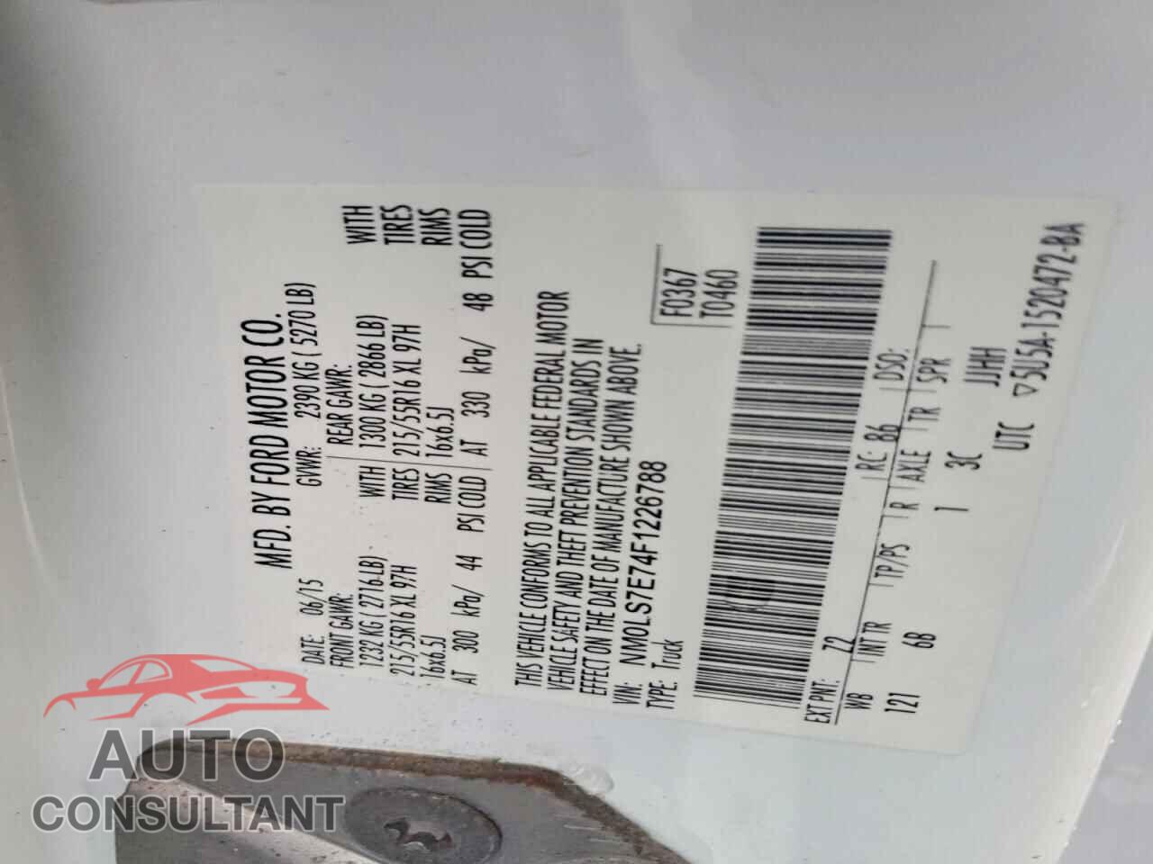 FORD TRANSIT 2015 - NM0LS7E74F1226788