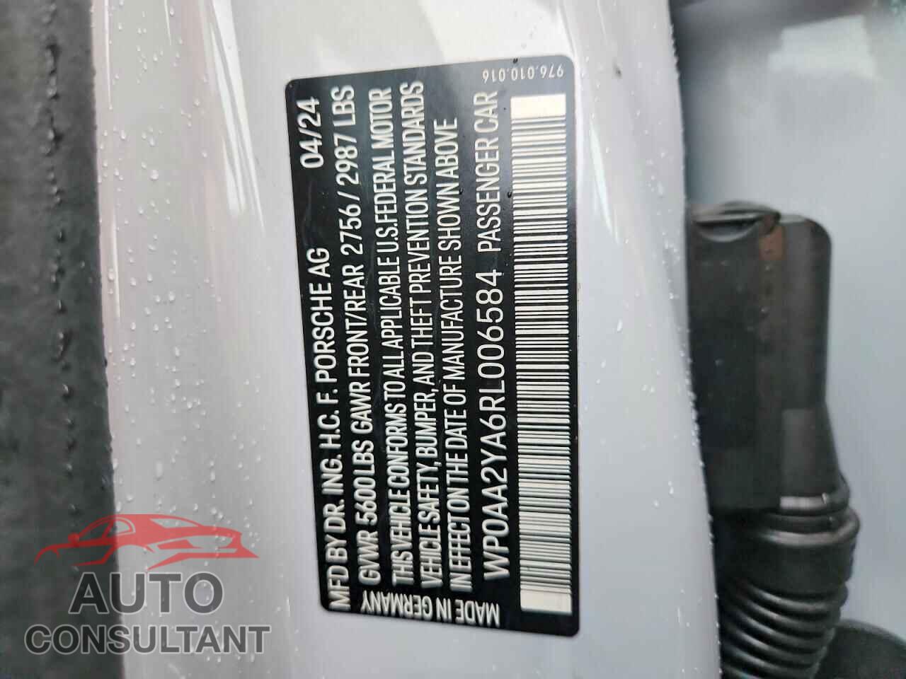 PORSCHE PANAMERA 2024 - WP0AA2YA6RL006584