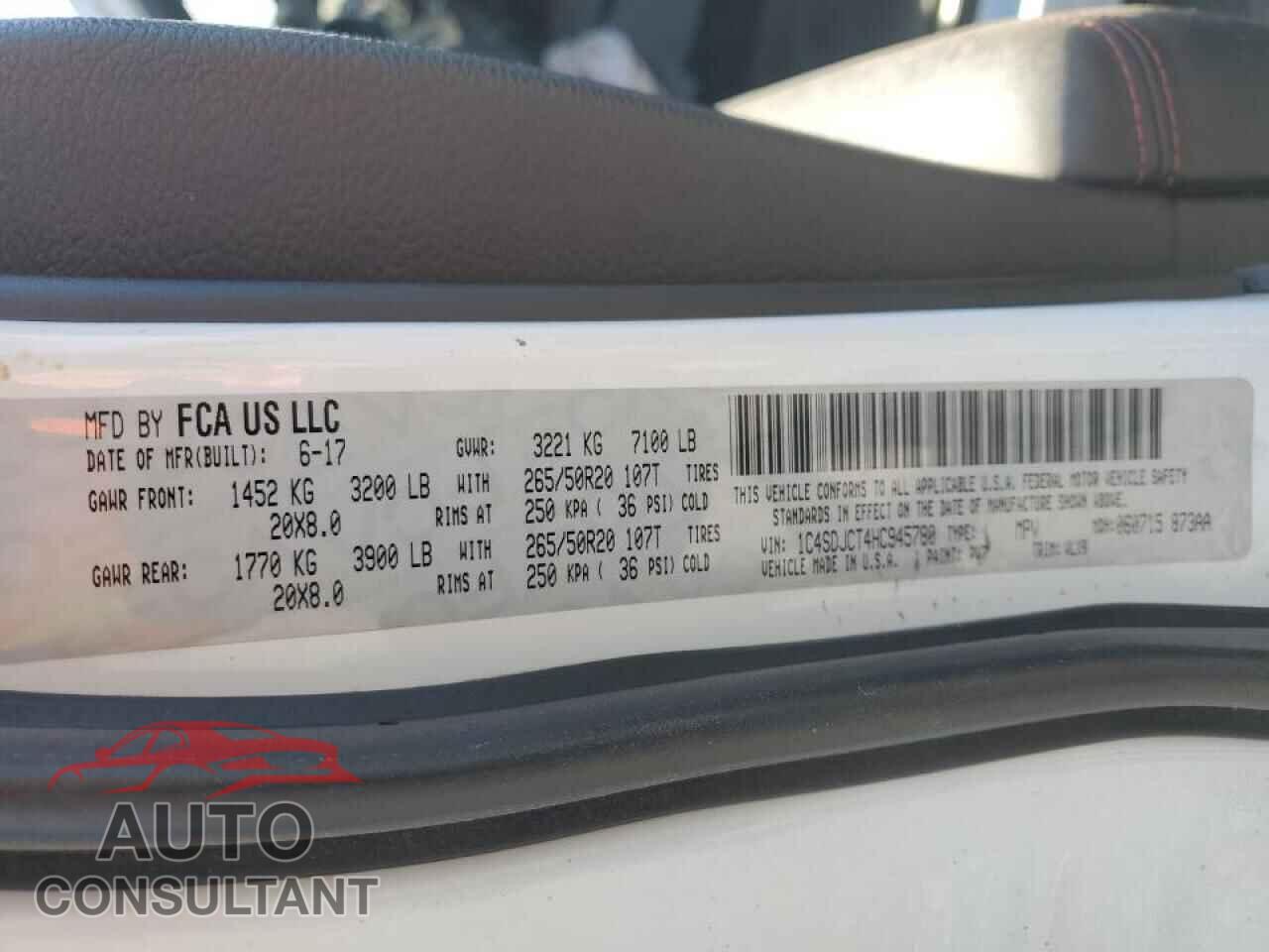 DODGE DURANGO 2017 - 1C4SDJCT4HC945780