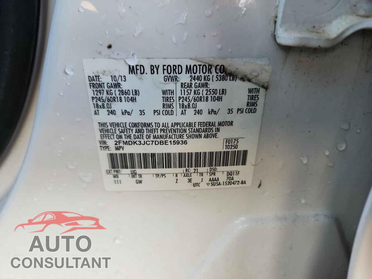 FORD EDGE 2013 - 2FMDK3JC7DBE15936