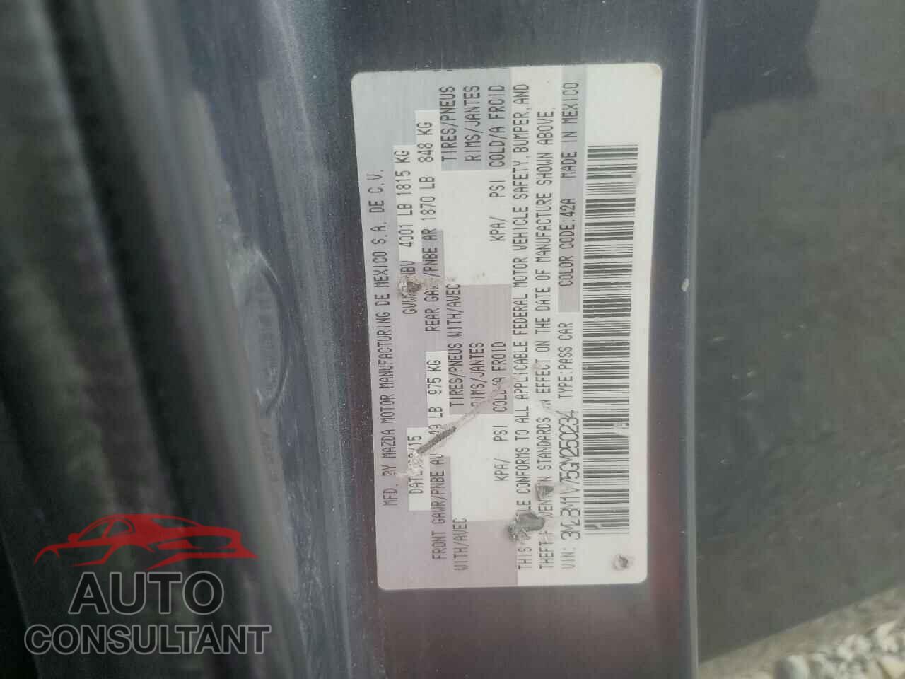 MAZDA 3 2016 - 3MZBM1V75GM250234