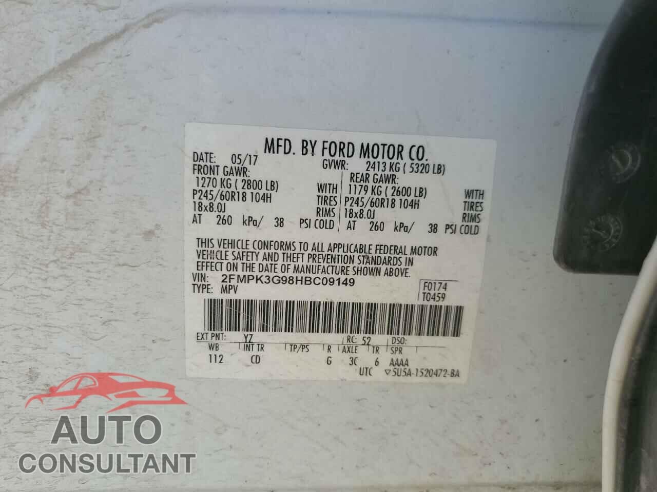 FORD EDGE 2017 - 2FMPK3G98HBC09149