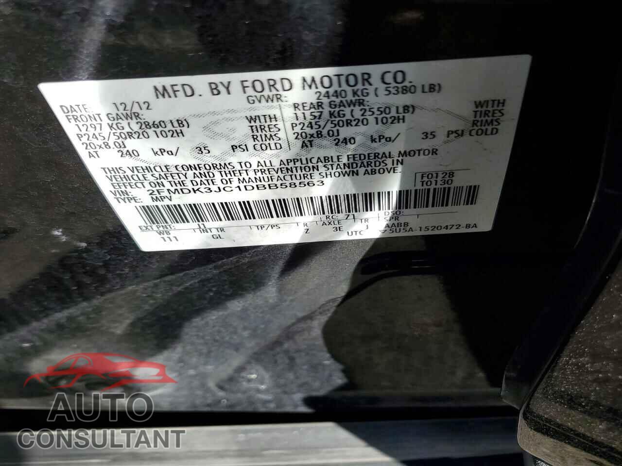 FORD EDGE 2013 - 2FMDK3JC1DBB58563