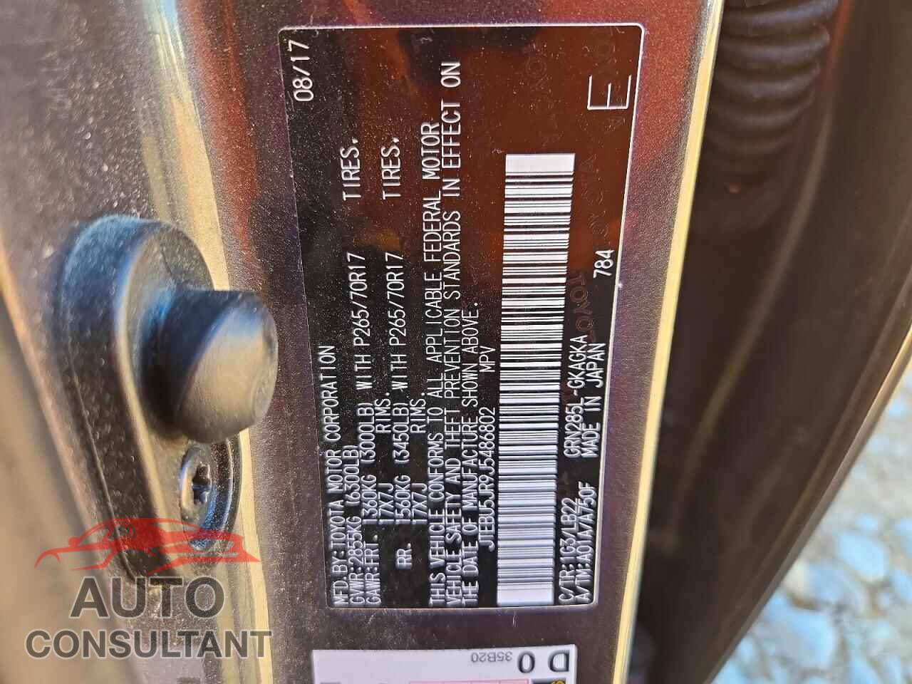 TOYOTA 4RUNNER 2018 - JTEBU5JR9J5486802