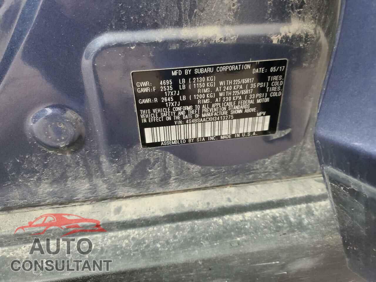 SUBARU OUTBACK 2017 - 4S4BSAACXH3413275