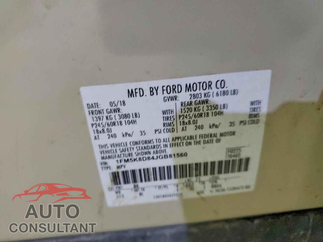 FORD EXPLORER 2018 - 1FM5K8D84JGB81560