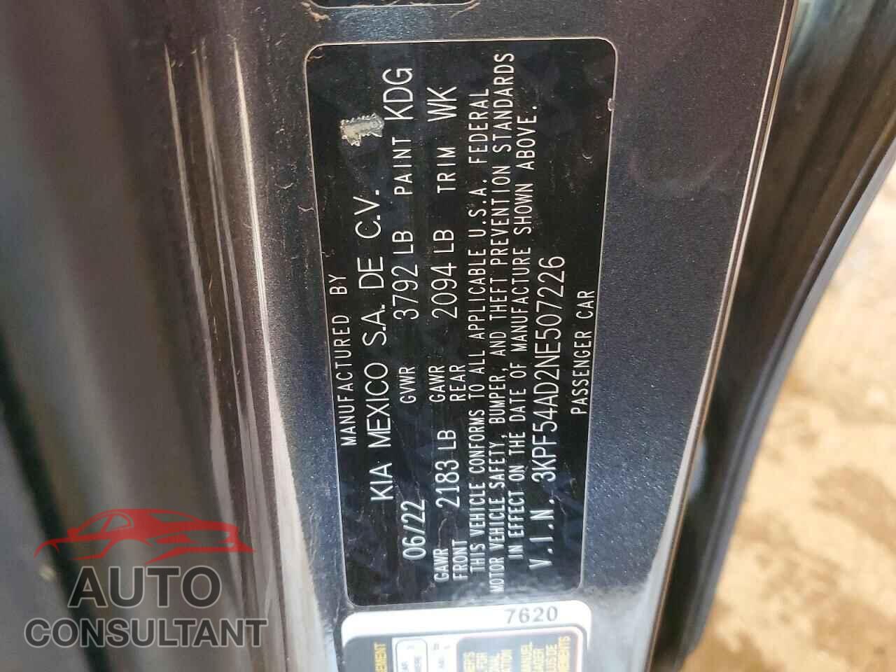 KIA FORTE 2022 - 3KPF54AD2NE507226