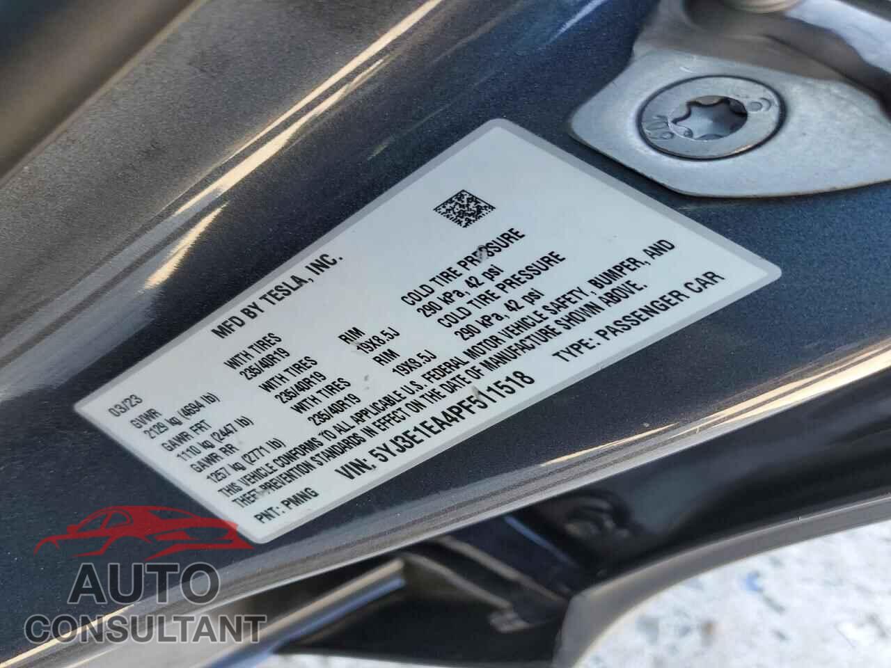 TESLA MODEL 3 2023 - 5YJ3E1EA4PF511518