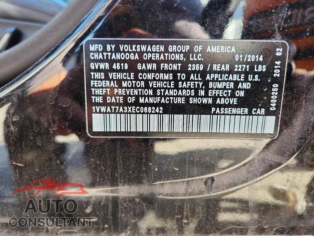 VOLKSWAGEN PASSAT 2014 - 1VWAT7A3XEC068242