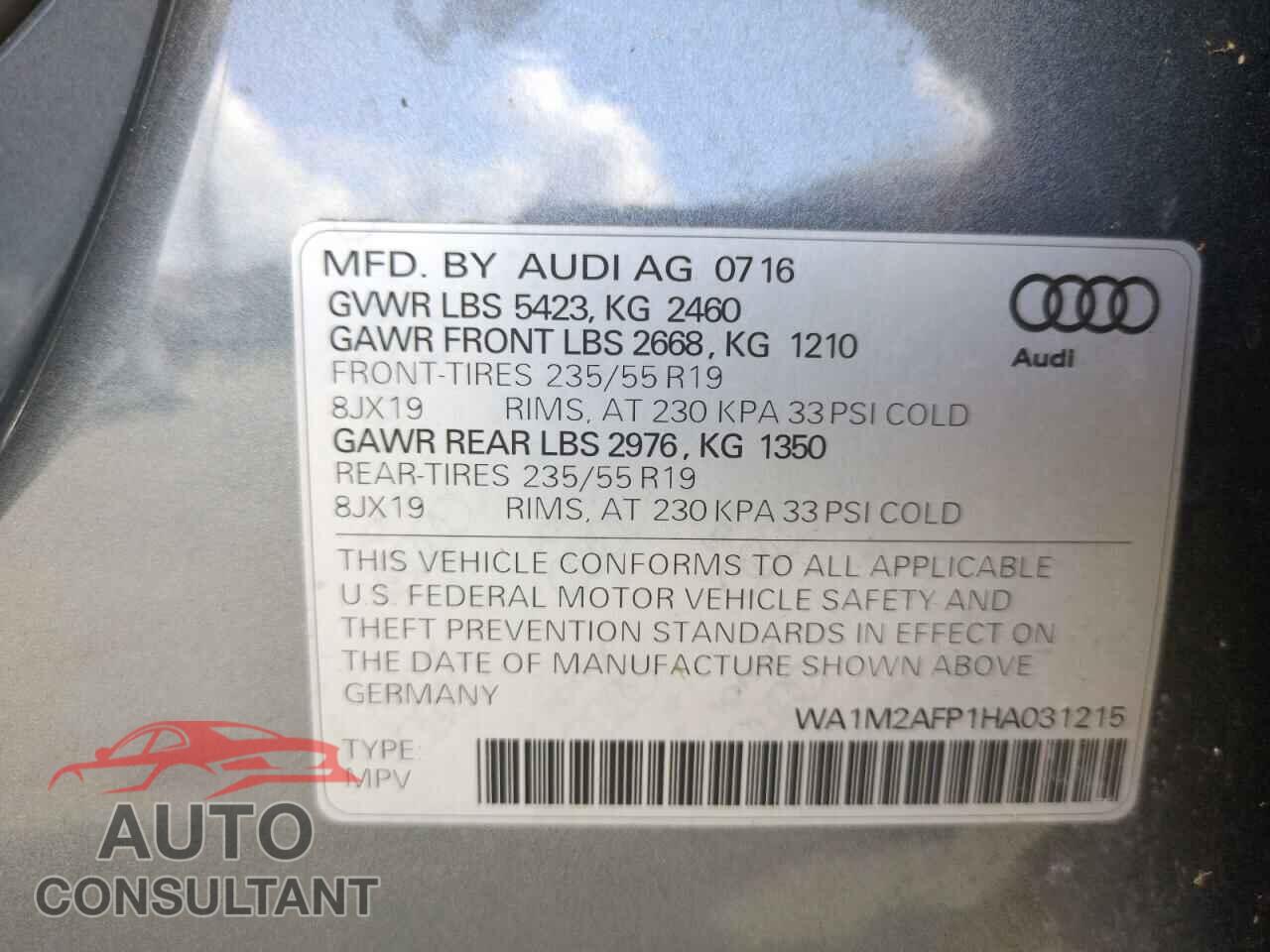 AUDI Q5 2017 - WA1M2AFP1HA031215