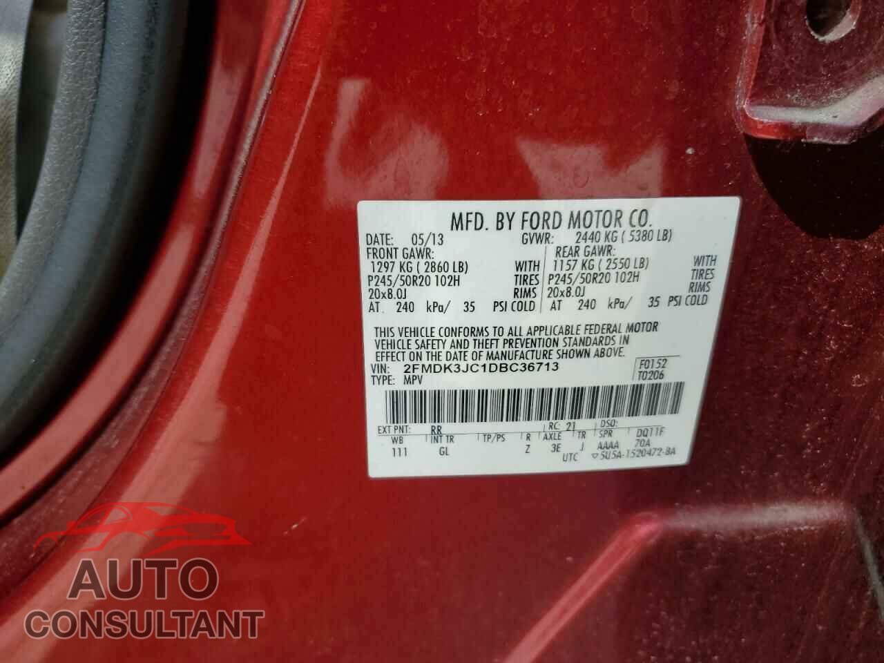 FORD EDGE 2013 - 2FMDK3JC1DBC36713