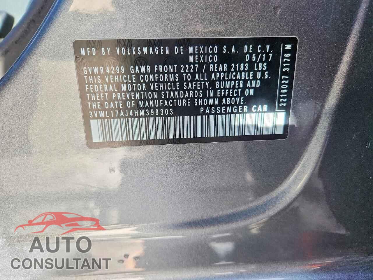 VOLKSWAGEN JETTA 2017 - 3VWL17AJ4HM399303