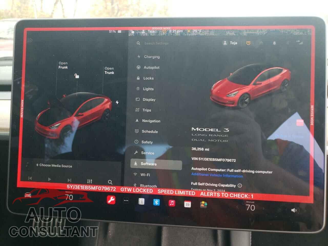 TESLA MODEL 3 2021 - 5YJ3E1EB5MF079672