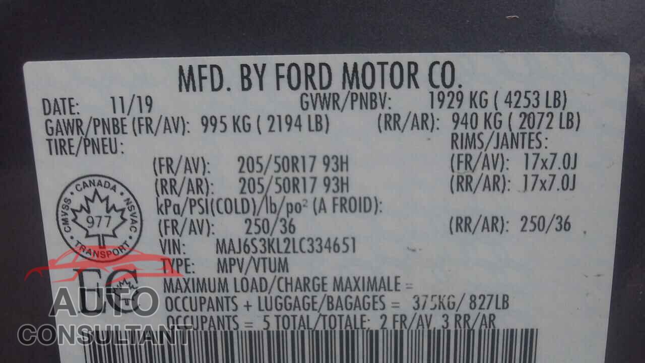 FORD ECOSPORT 2020 - MAJ6S3KL2LC334651