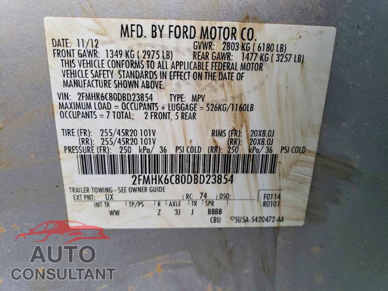 FORD FLEX 2013 - 2FMHK6C80DBD23854