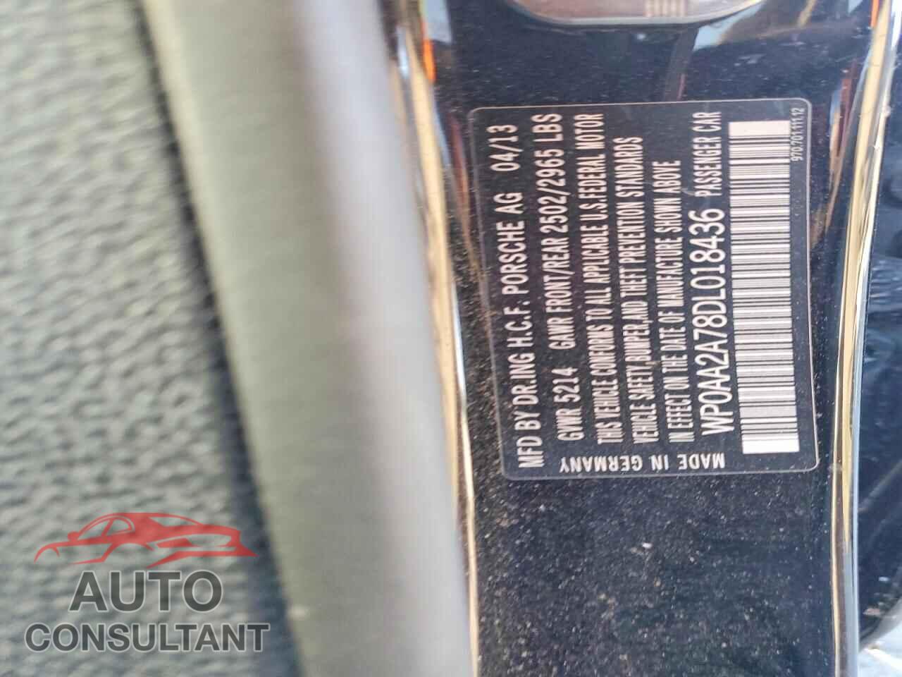 PORSCHE PANAMERA 2013 - WP0AA2A78DL018436