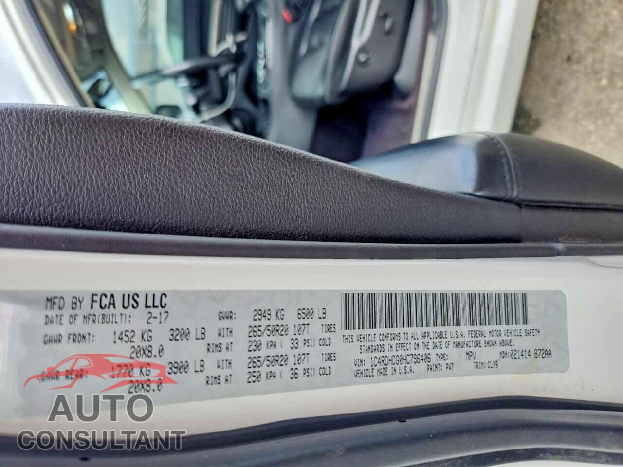 DODGE DURANGO 2017 - 1C4RDHDG0HC796406