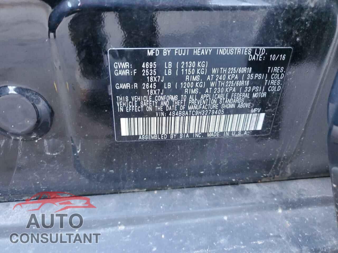 SUBARU OUTBACK 2017 - 4S4BSATC9H3279405