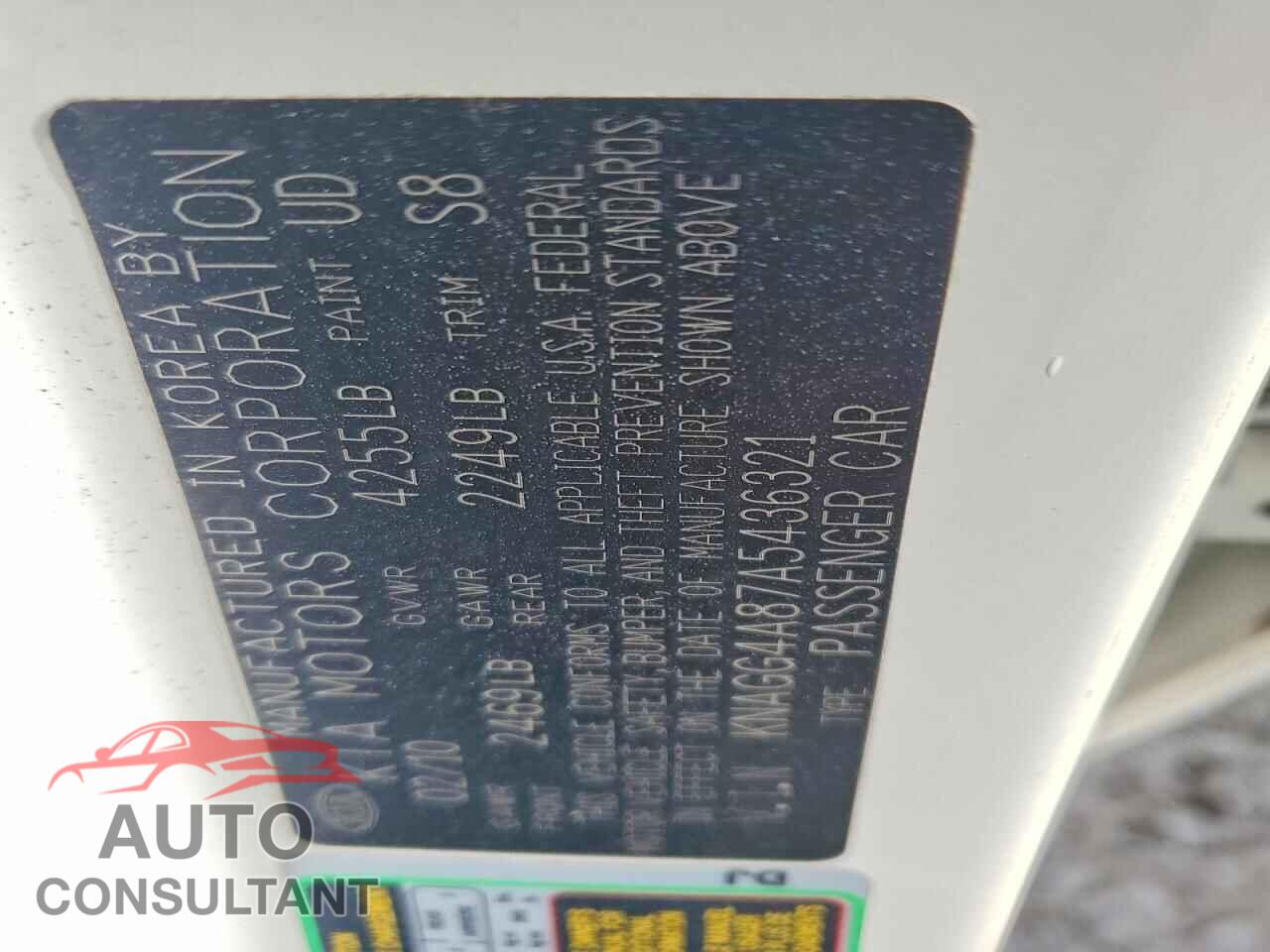 KIA OPTIMA 2010 - KNAGG4A87A5436321