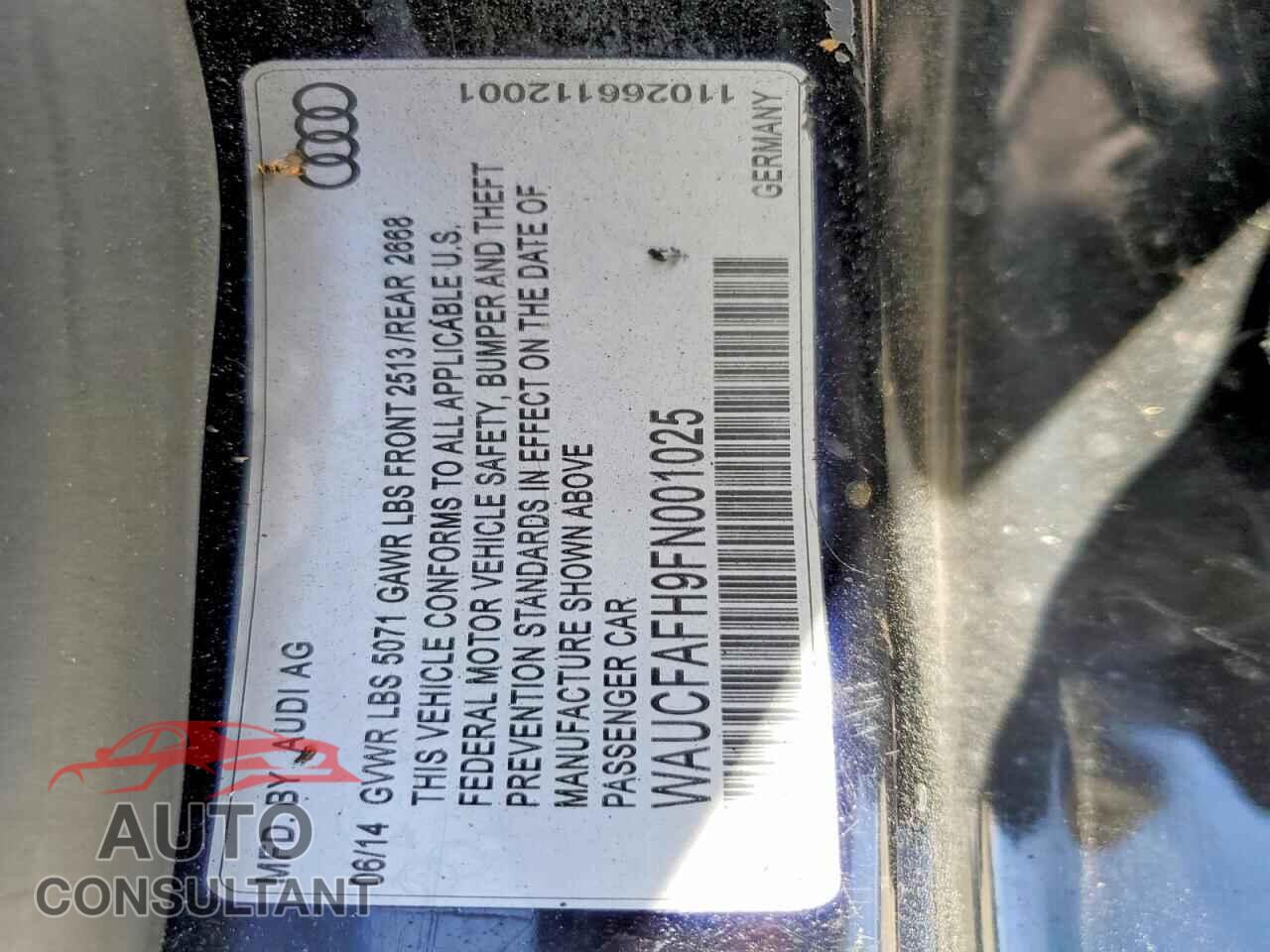 AUDI A5 2015 - WAUCFAFH9FN001025