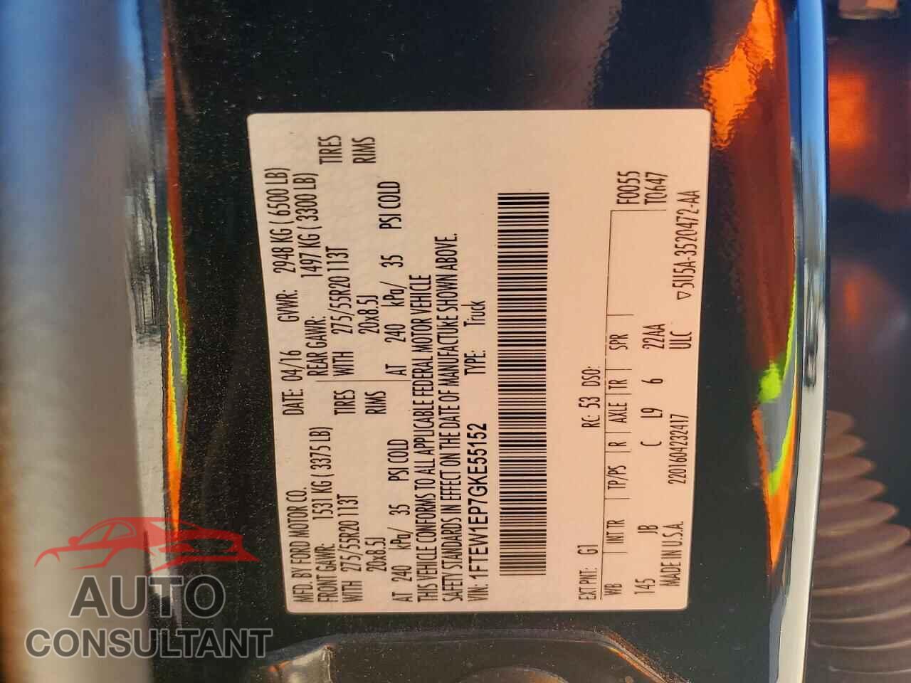 FORD F150 2016 - 1FTEW1EP7GKE55152