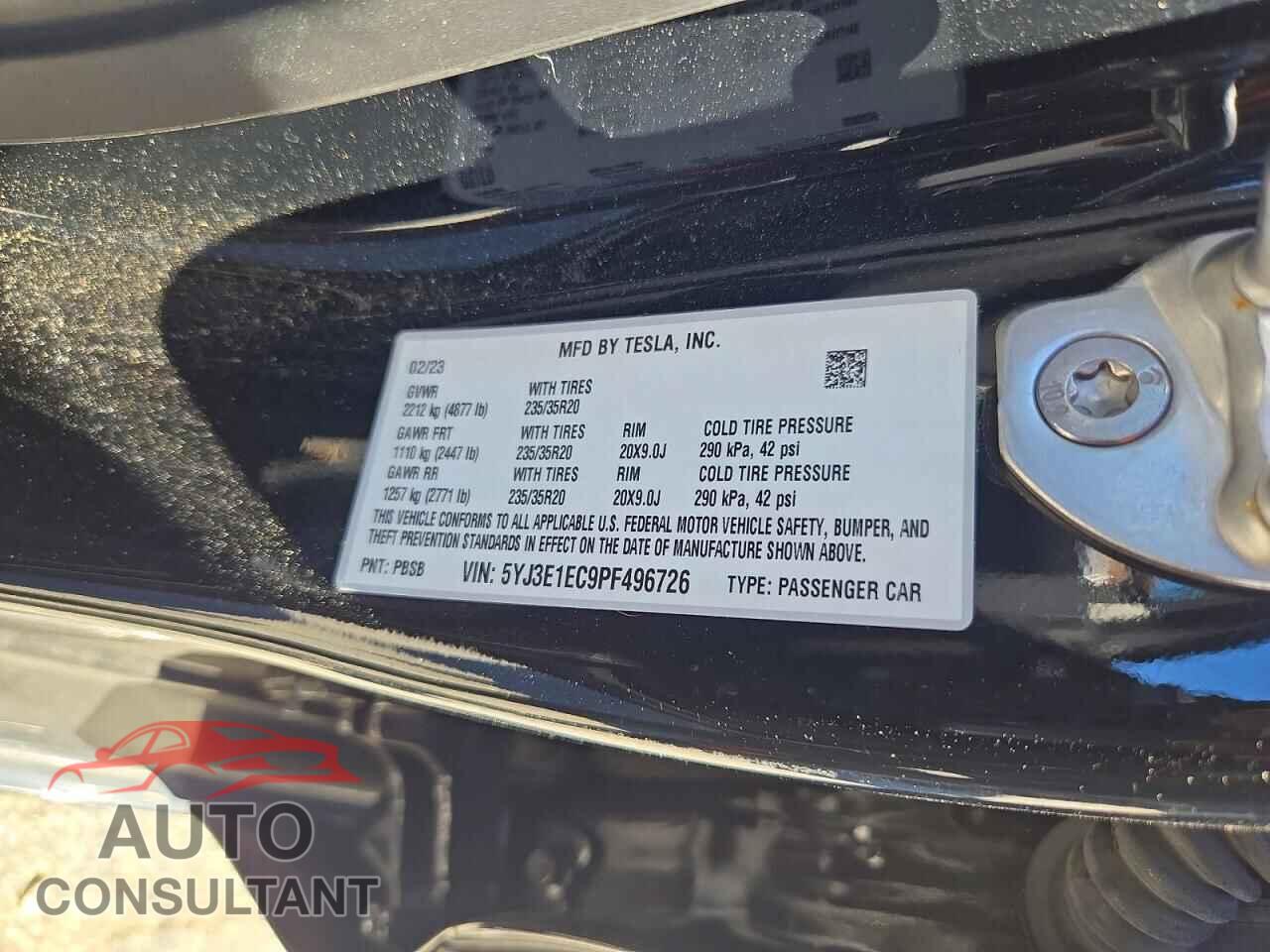TESLA MODEL 3 2023 - 5YJ3E1EC9PF496726