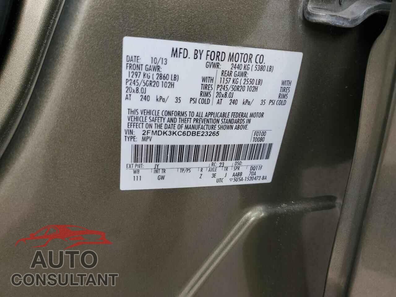 FORD EDGE 2013 - 2FMDK3KC6DBE23265