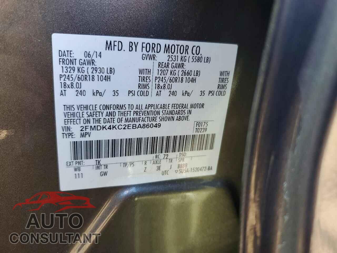 FORD EDGE 2014 - 2FMDK4KC2EBA86049