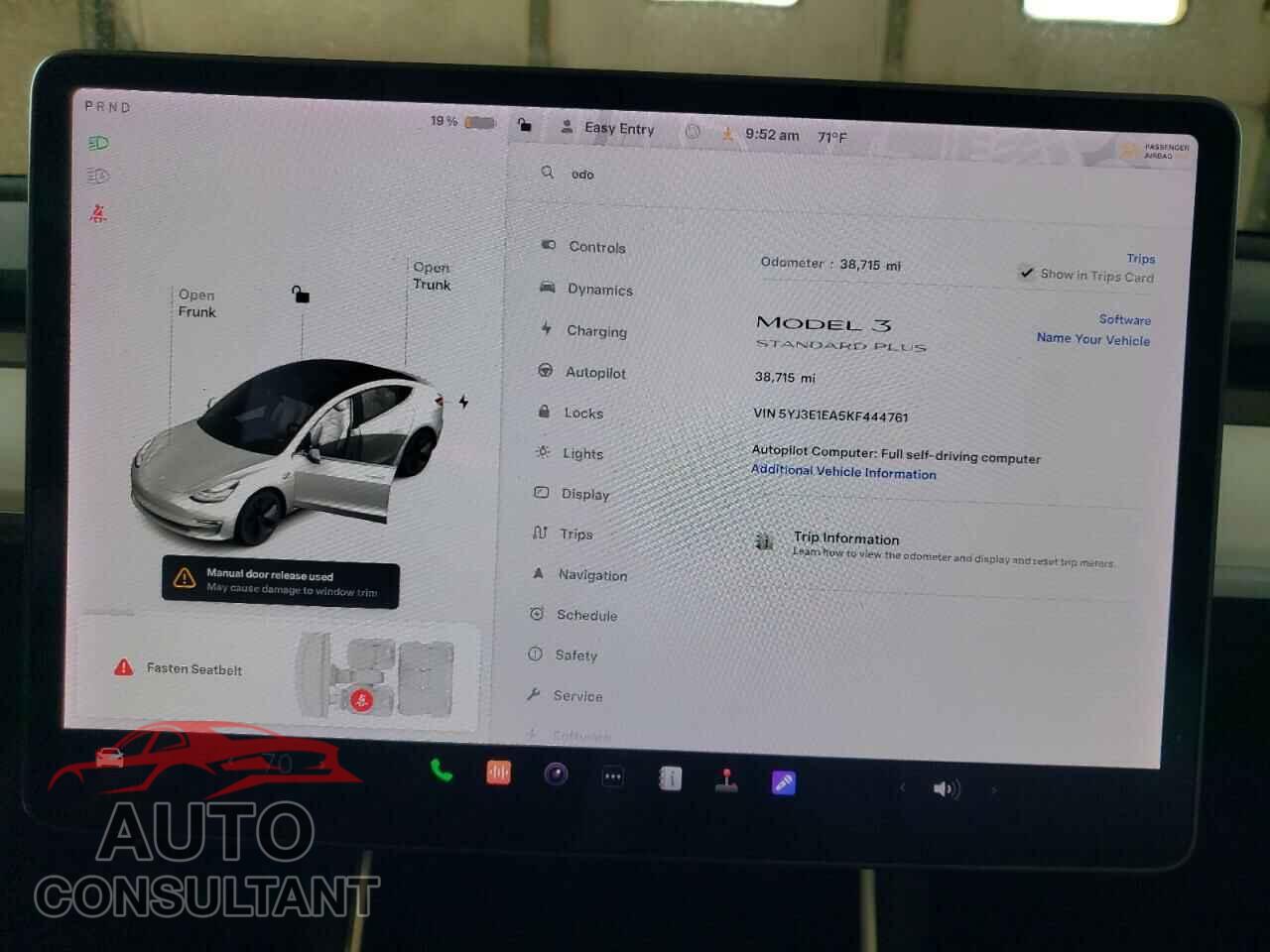 TESLA MODEL 3 2019 - 5YJ3E1EA5KF444761