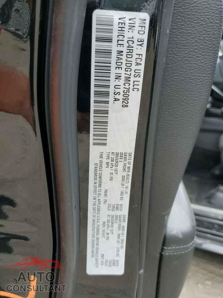 DODGE DURANGO 2021 - 1C4RDJDG7MC750928