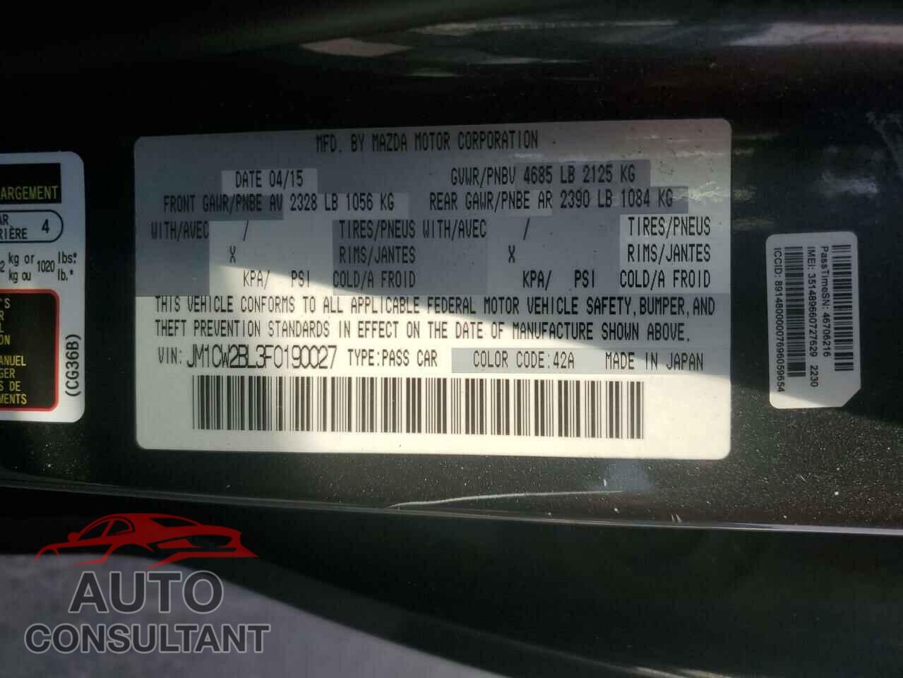 MAZDA 5 2015 - JM1CW2BL3F0190027