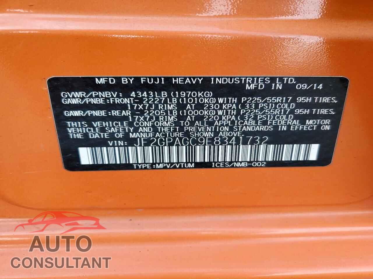 SUBARU XV 2014 - JF2GPAGC9E8341732