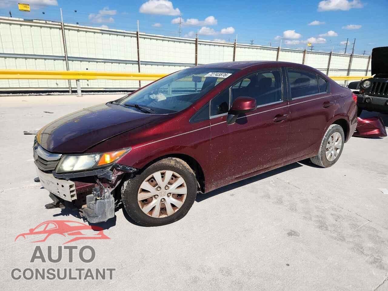 HONDA CIVIC 2012 - 2HGFB2F54CH584276