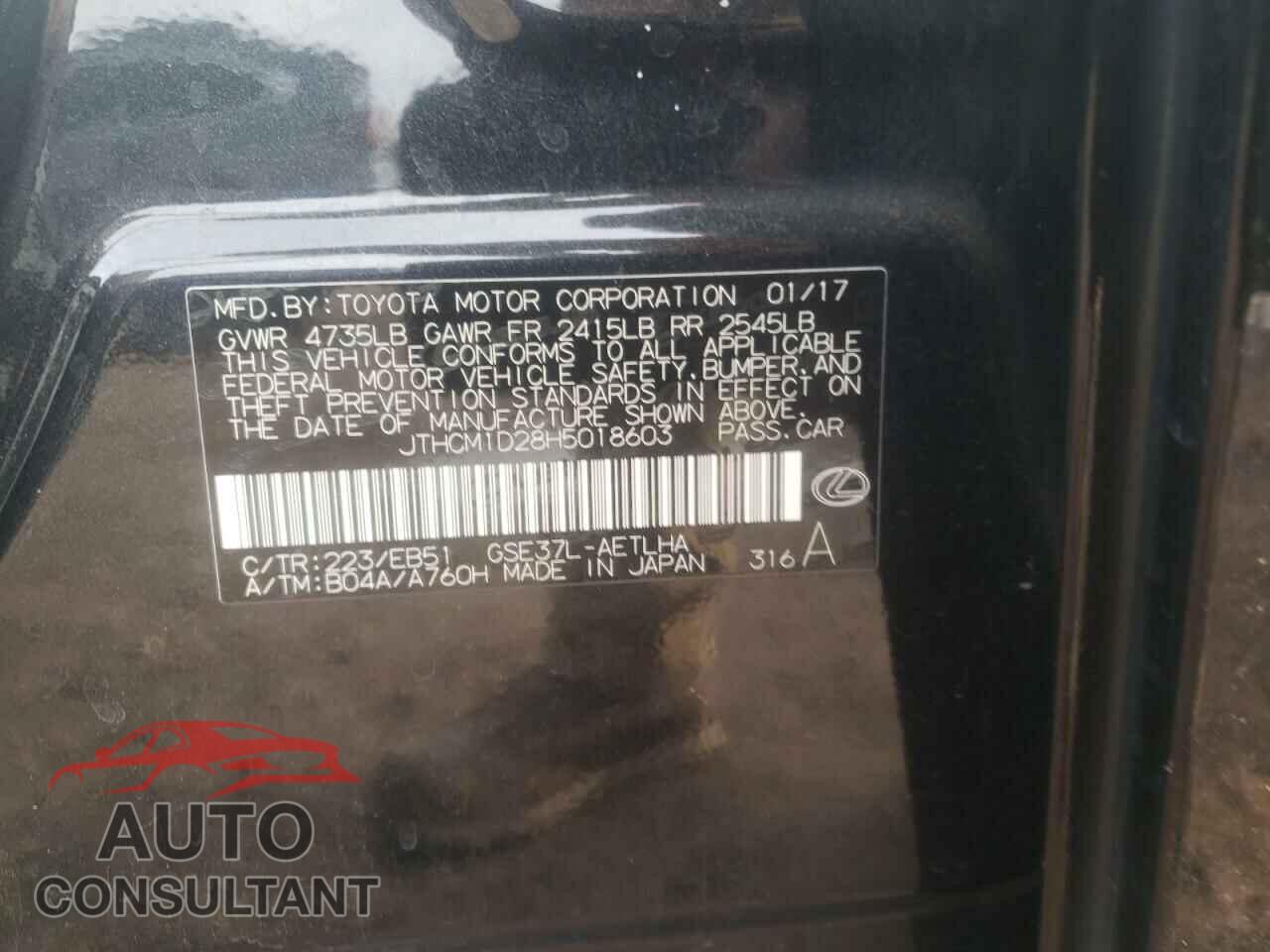 LEXUS IS 2017 - JTHCM1D28H5018603