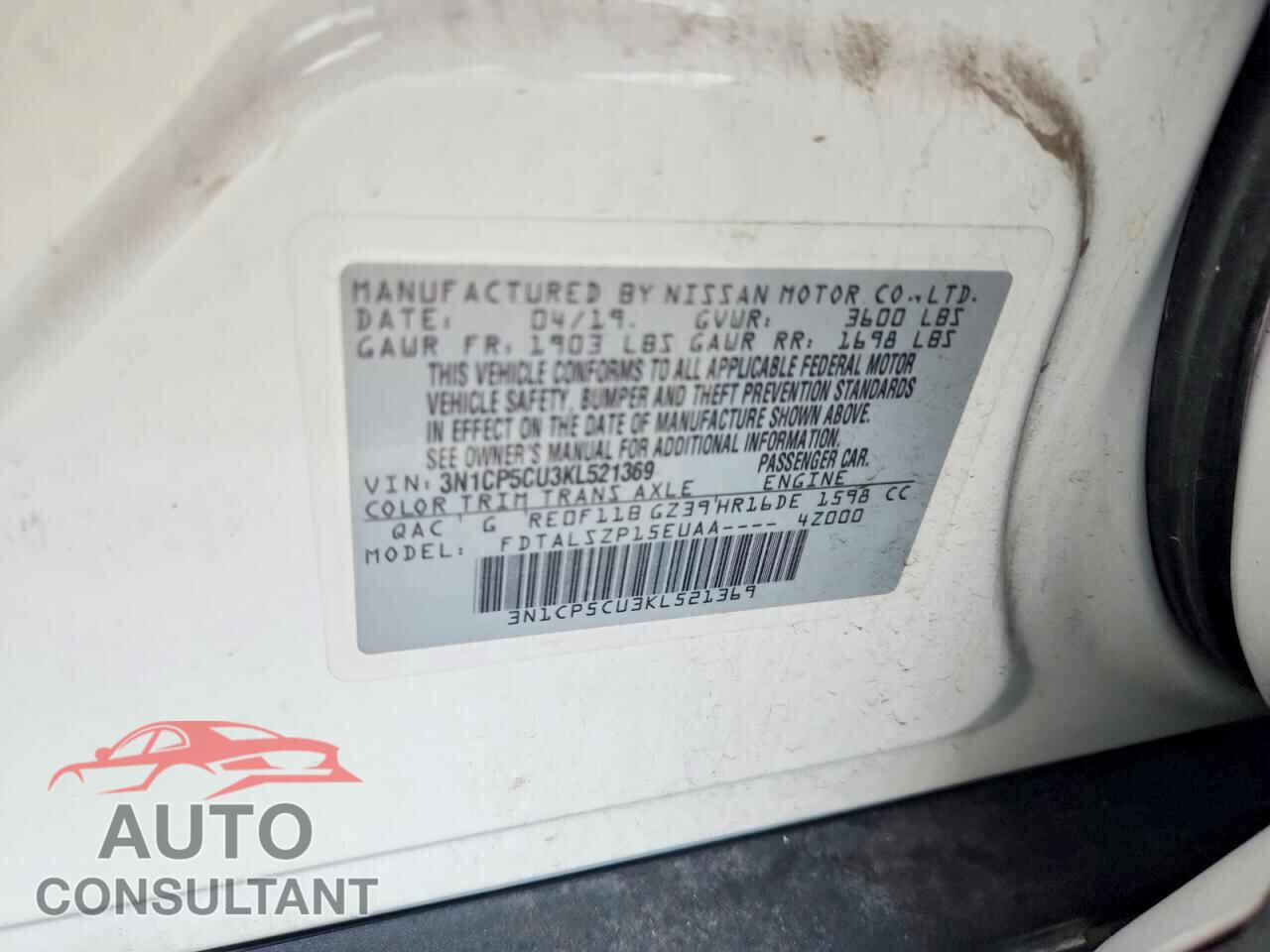 NISSAN KICKS 2019 - 3N1CP5CU3KL521369
