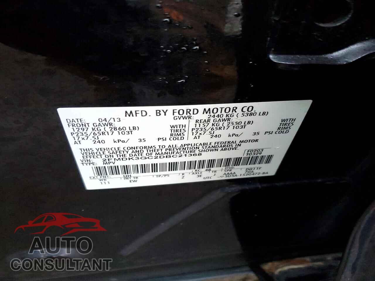 FORD EDGE 2013 - 2FMDK3GC2DBC21368