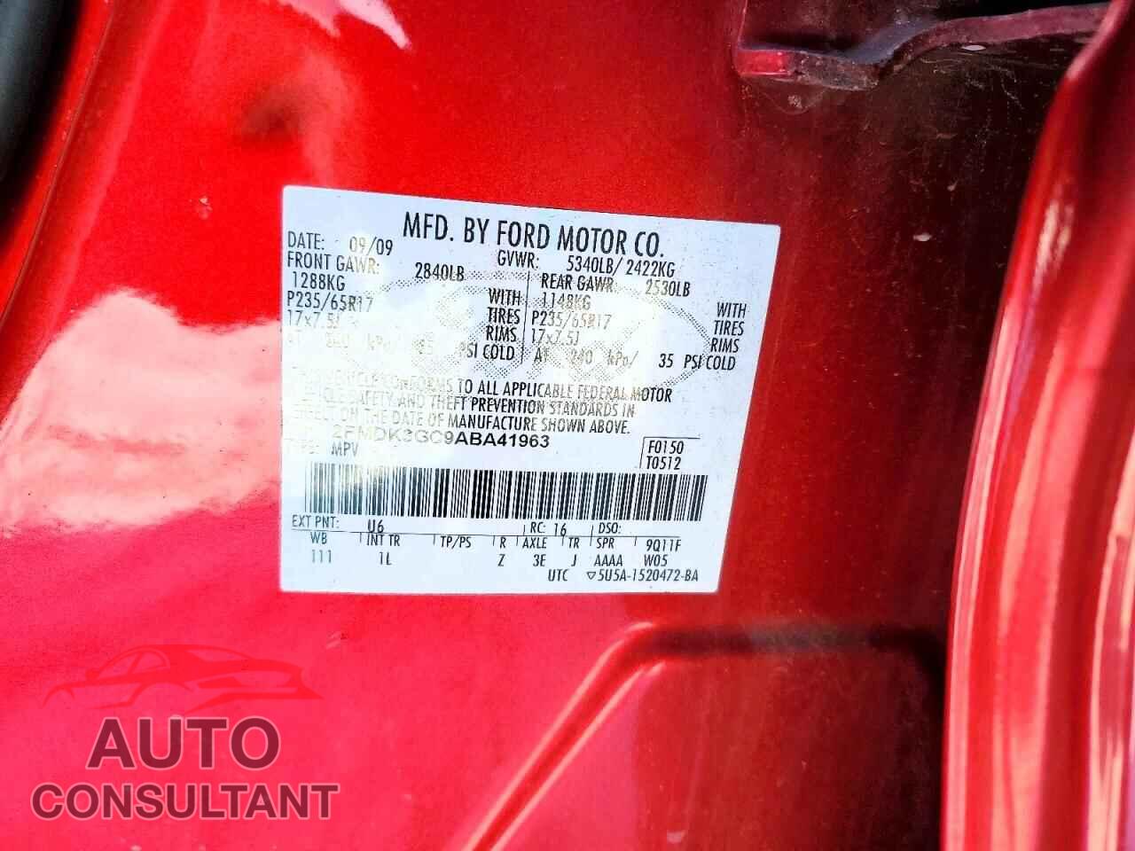 FORD EDGE 2010 - 2FMDK3GC9ABA41963