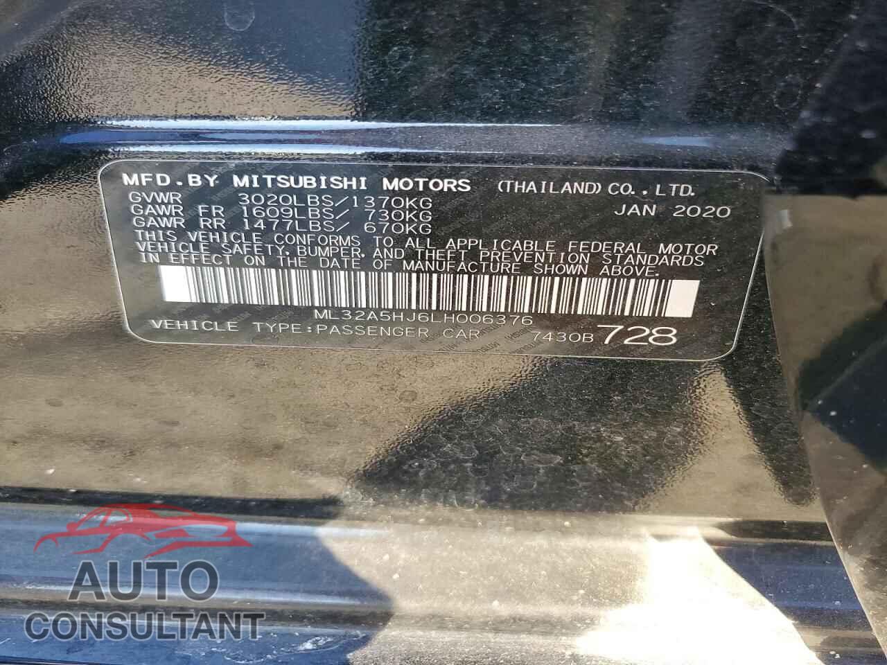 MITSUBISHI MIRAGE LE 2020 - ML32A5HJ6LH006376