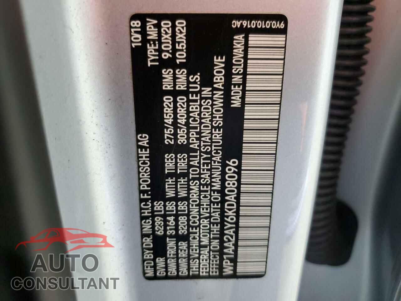 PORSCHE CAYENNE 2019 - WP1AA2AY6KDA08096
