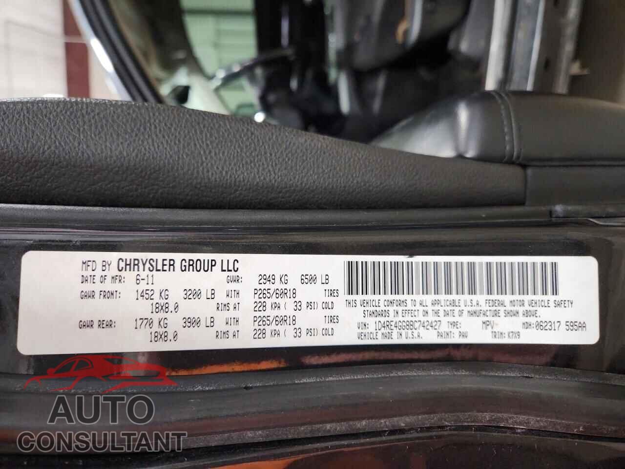 DODGE DURANGO 2011 - 1D4RE4GG8BC742427