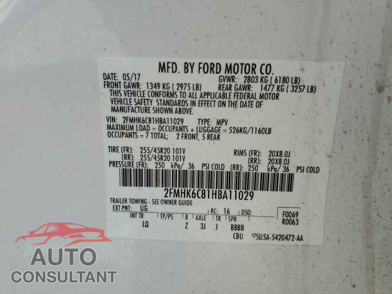 FORD FLEX 2017 - 2FMHK6C81HBA11029