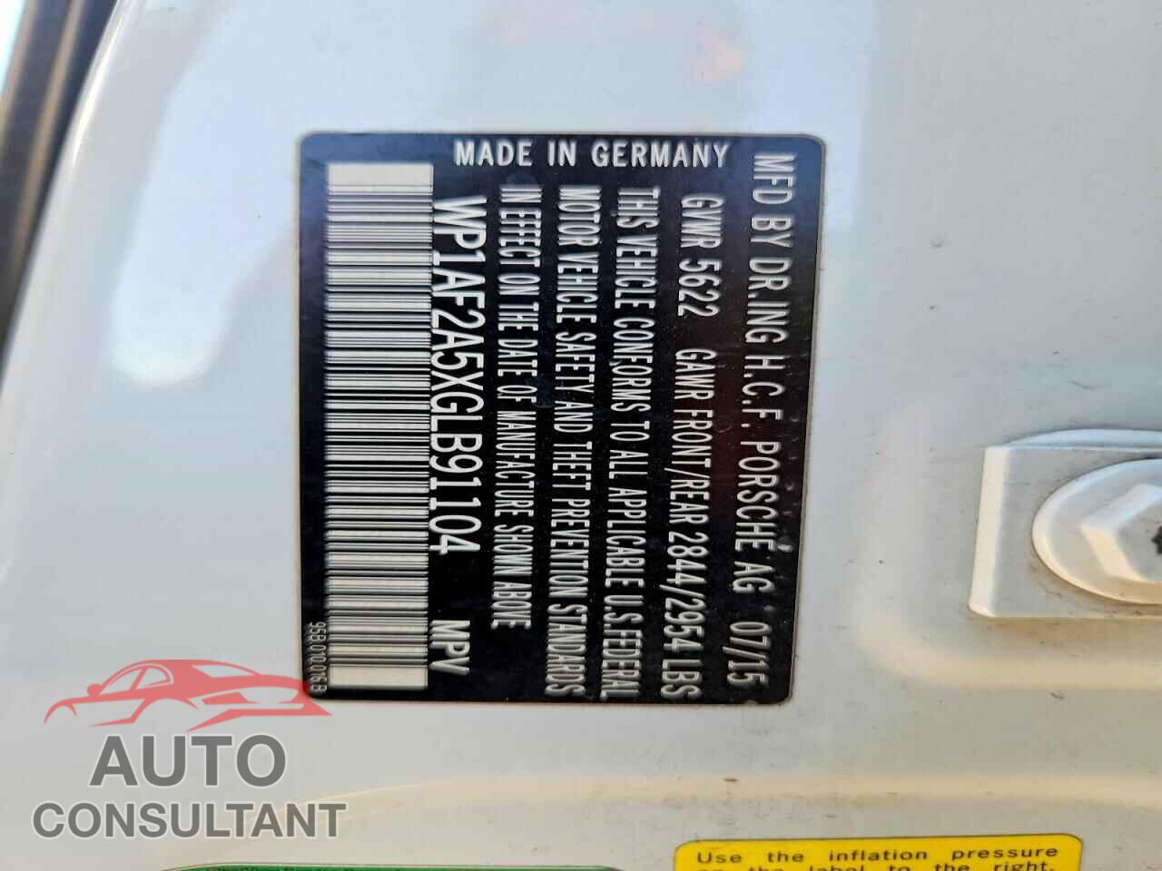 PORSCHE MACAN 2016 - WP1AF2A5XGLB91104
