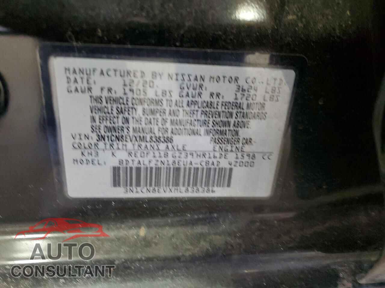 NISSAN VERSA 2021 - 3N1CN8EVXML838386