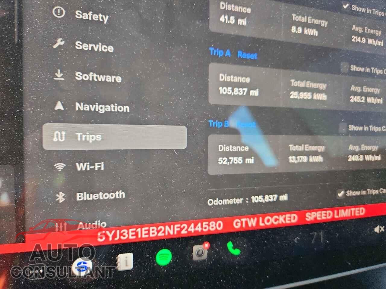 TESLA MODEL 3 2022 - 5YJ3E1EB2NF244580